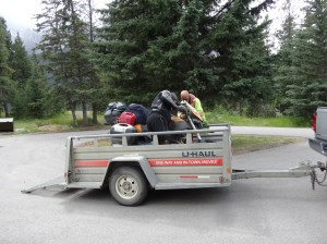 Shawn's bike hitching a ride after a broken belt